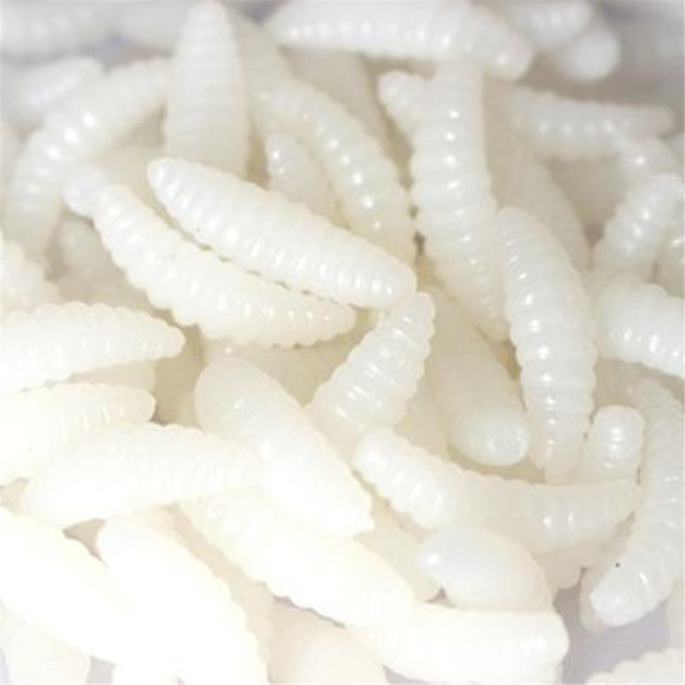 2.5CM 0.3g Maggot Soft Baits Smell Worms Glow Shrimps Fishing Lures 20PCS