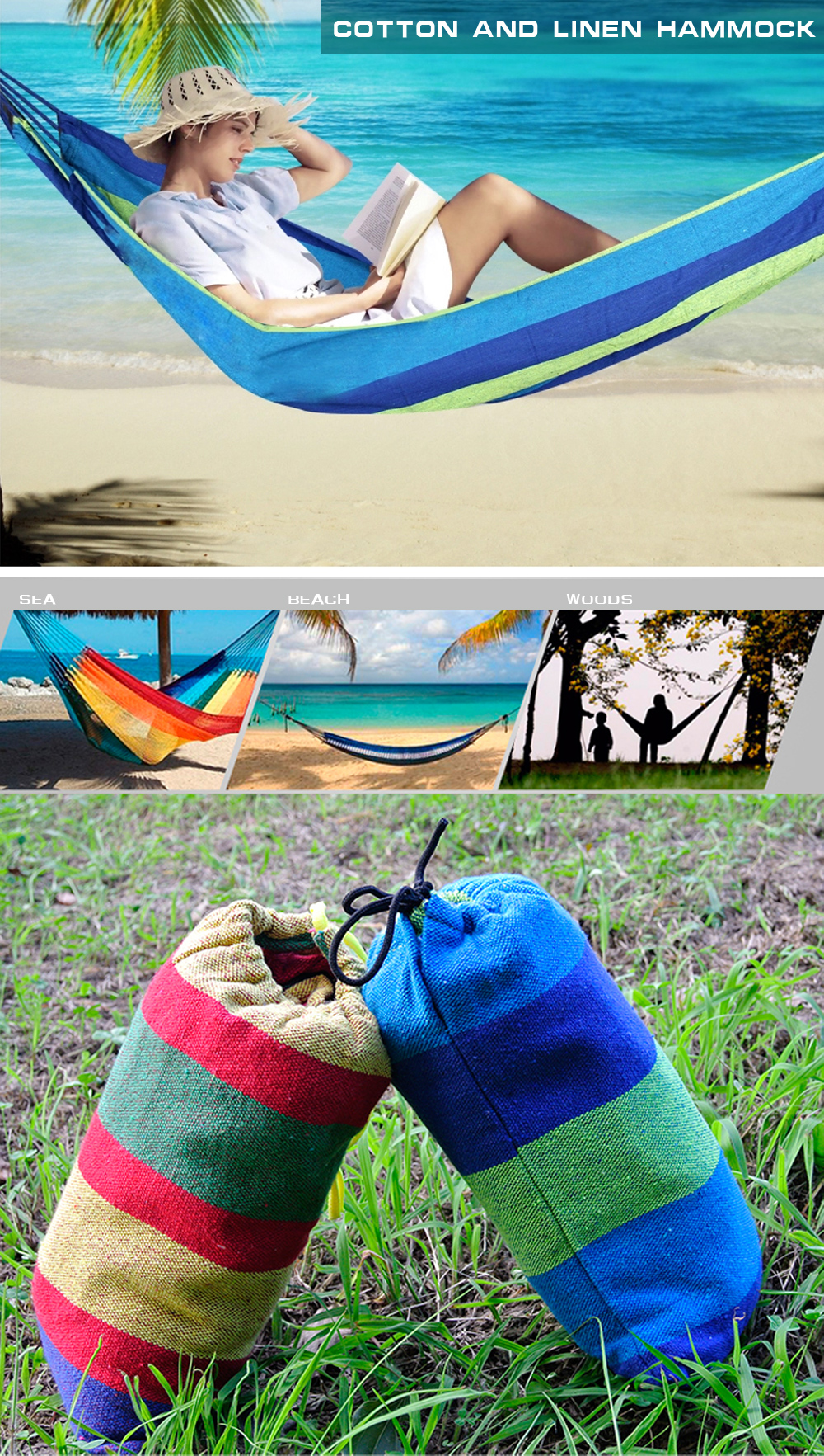 Cotton and Linen Thickened Canvas Hammock