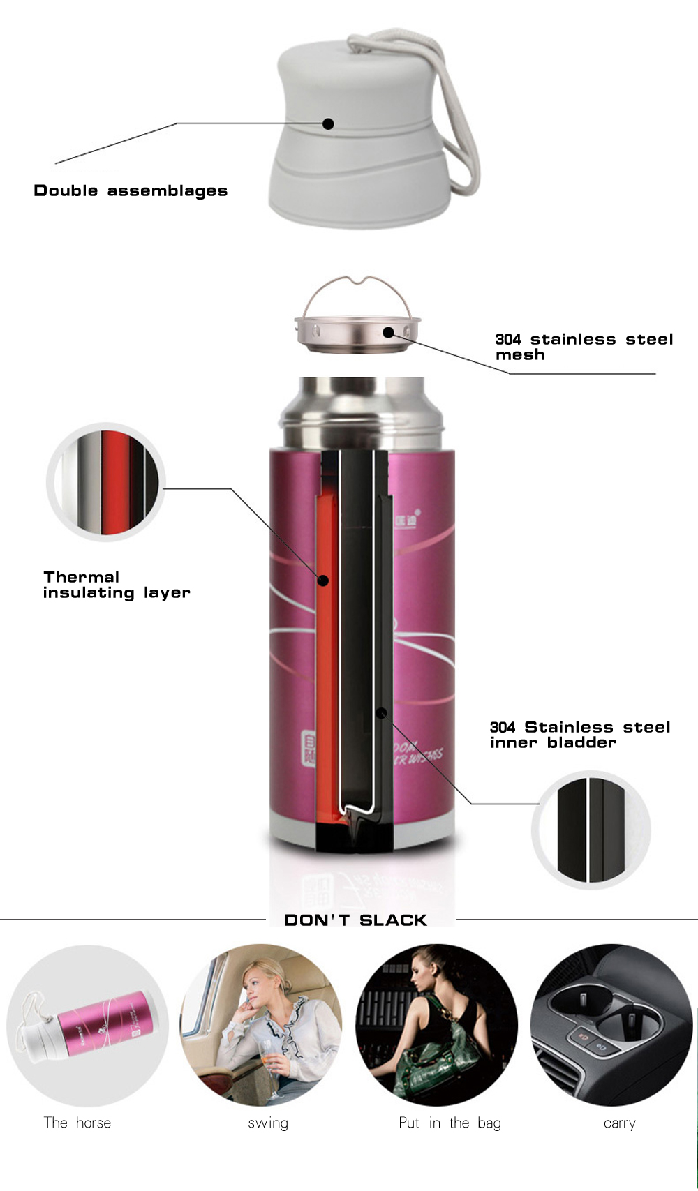 Fashion Stainless Steel Vacuum Thermos Cup