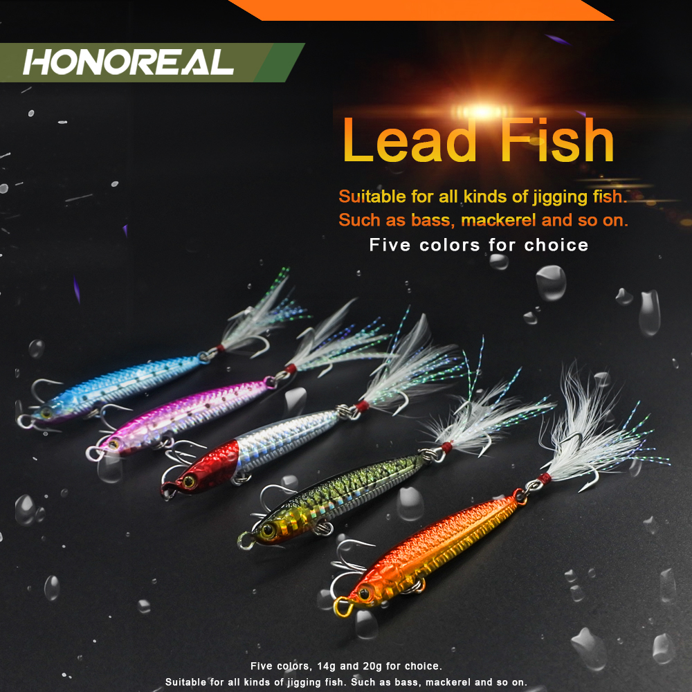 HONOREAL 14g 20g New Metal Jigging Fishing Lure Lead Fish with VMC Hook