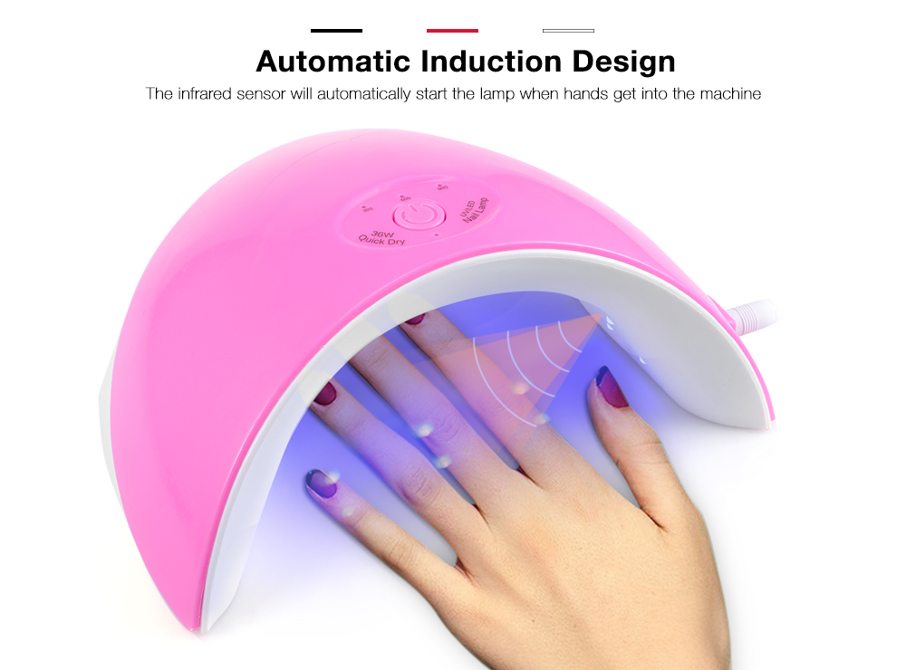 36W UV LED Nail Lamp Dual Light Source Dryer for All Gels Polish Manicure