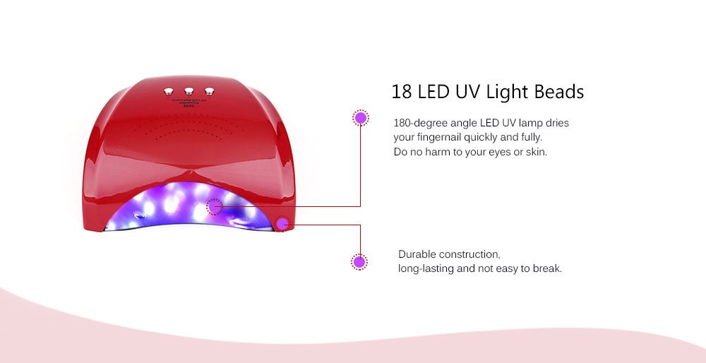 36W Auto Sensing LED Nail Gel Lamp Dryer Professional Manicure Tool for Fingernails and Toenails