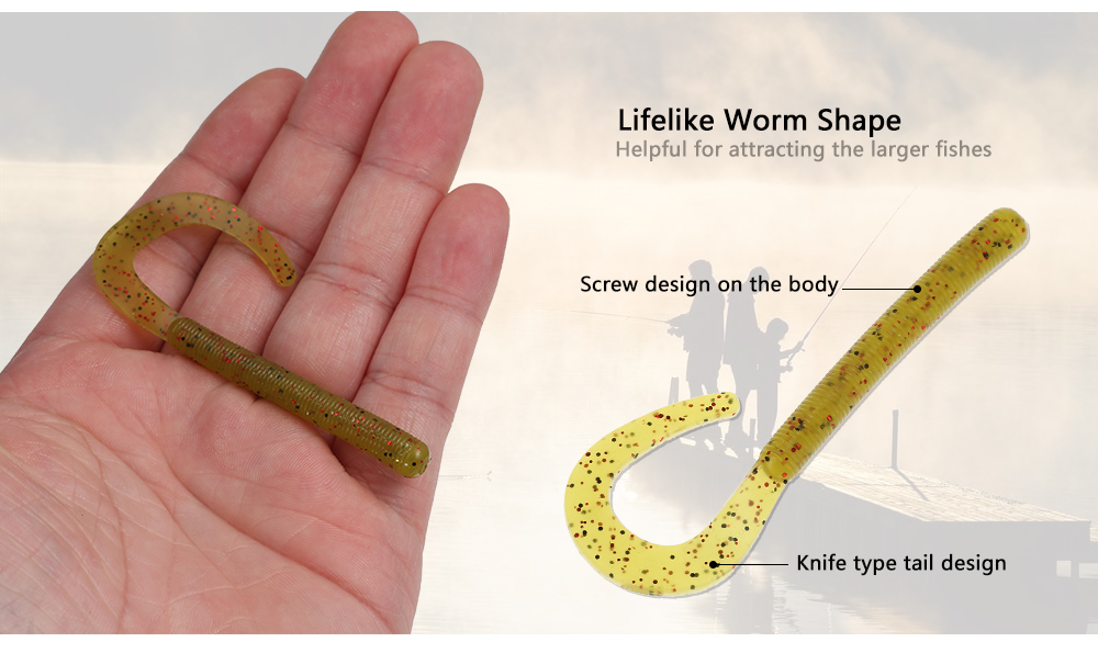 A FISH LURE Knife Tail Soft Worm Fishing Lures Simulation Baits 8pcs