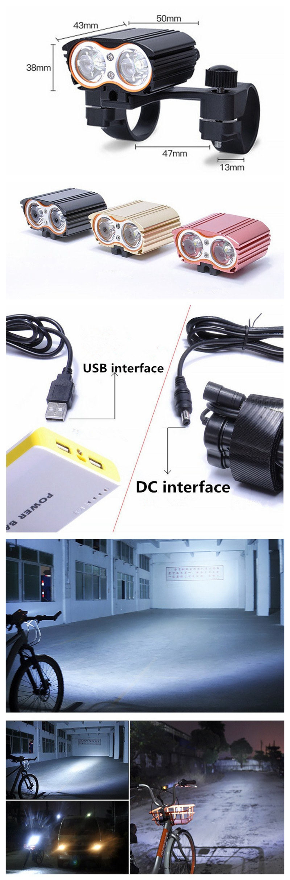 ZHISHUNJIA USB 5V CREE XM-L T6 LED 1400lm 4-Mode Light Bicycle Lamp