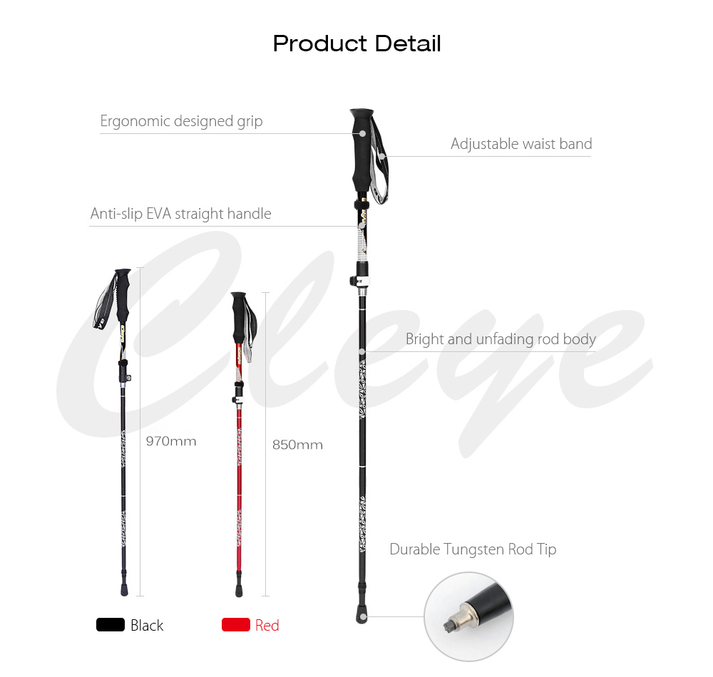 Cleye 7075 Aluminum Alloy Portable Trekking Pole Folding Walking Stick for Hiking Walking Mountaineering