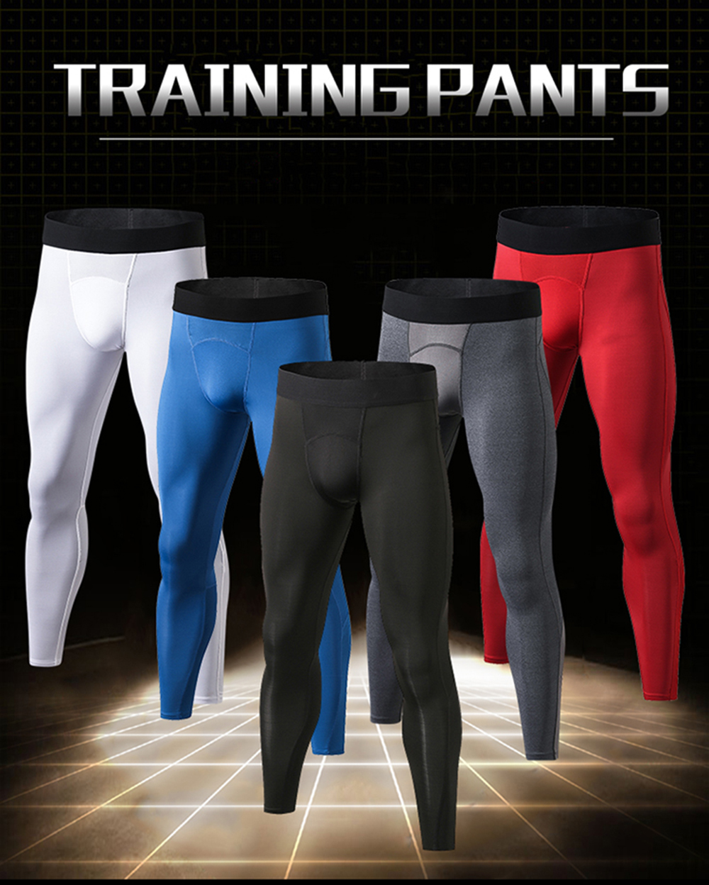 Fitness Men Sport Tights Running Pants Compression Bodybuilding Trousers