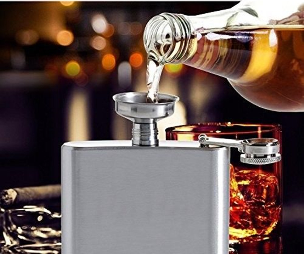 Stainless Steel 8-OZ Hip Flask Funnel Set