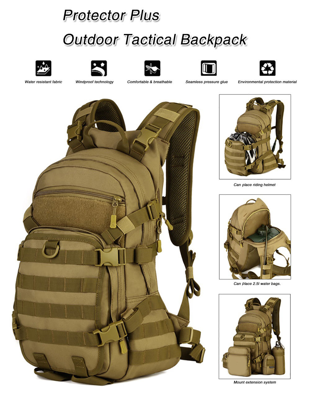 Protector Plus 25L Outdoor Tactical Backpack Bicycle Helmet Bag