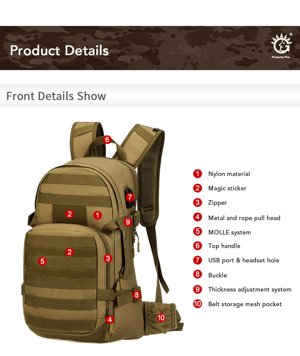 Protector Plus Bike Bicycle Backpack USB Charging Bag for Sports Traveling Outdoor