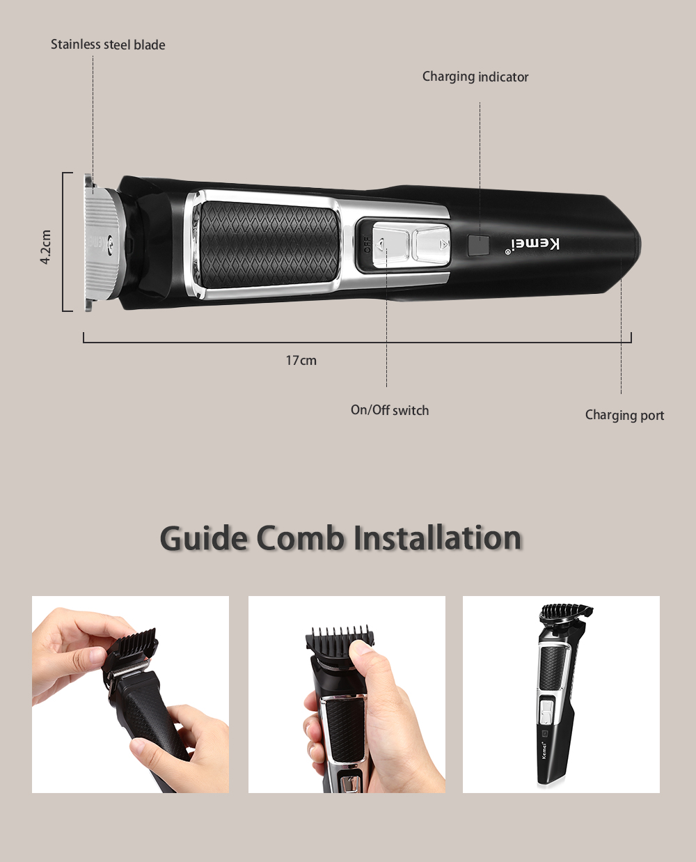 KM - 1605 Powerful Electric Hair Clipper Trimmer Styling Haircut