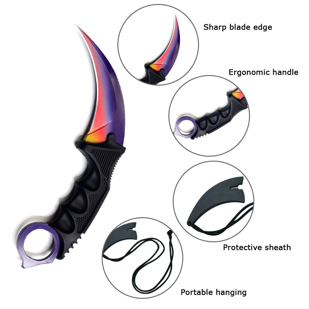 Outdoor Survival Karambit Gradient Color Camping Hunting Tactical Knife