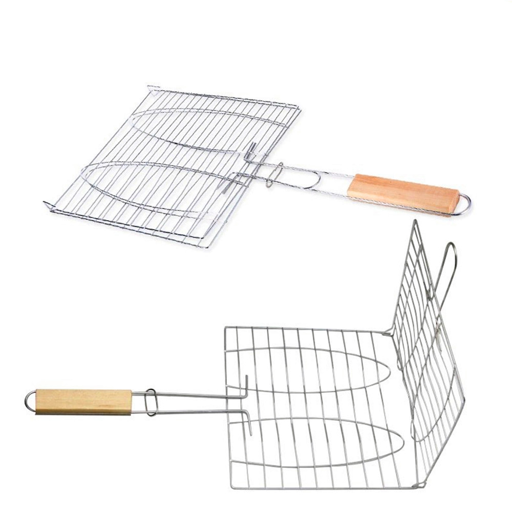 Plated Steel Hamburg Grilled Fish Clip Barbecue Net BBQ Tool for Outdoor Camping