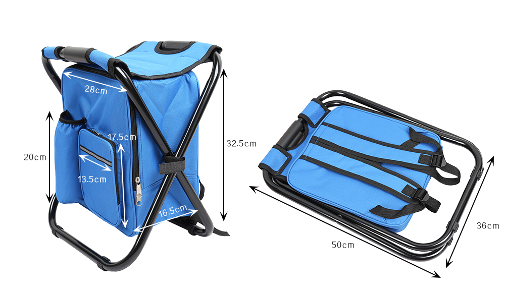 Folding Chair Portable Fishing Stool with Ice Pack Insulation Bag