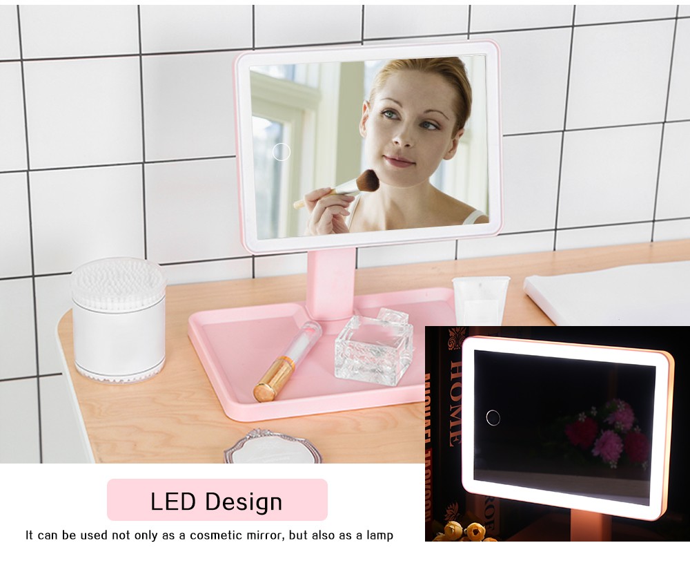 Rotation Intelligent LED Light Makeup Mirror with Rectangular Stand