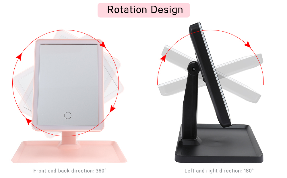 Rotation Intelligent LED Light Makeup Mirror with Rectangular Stand