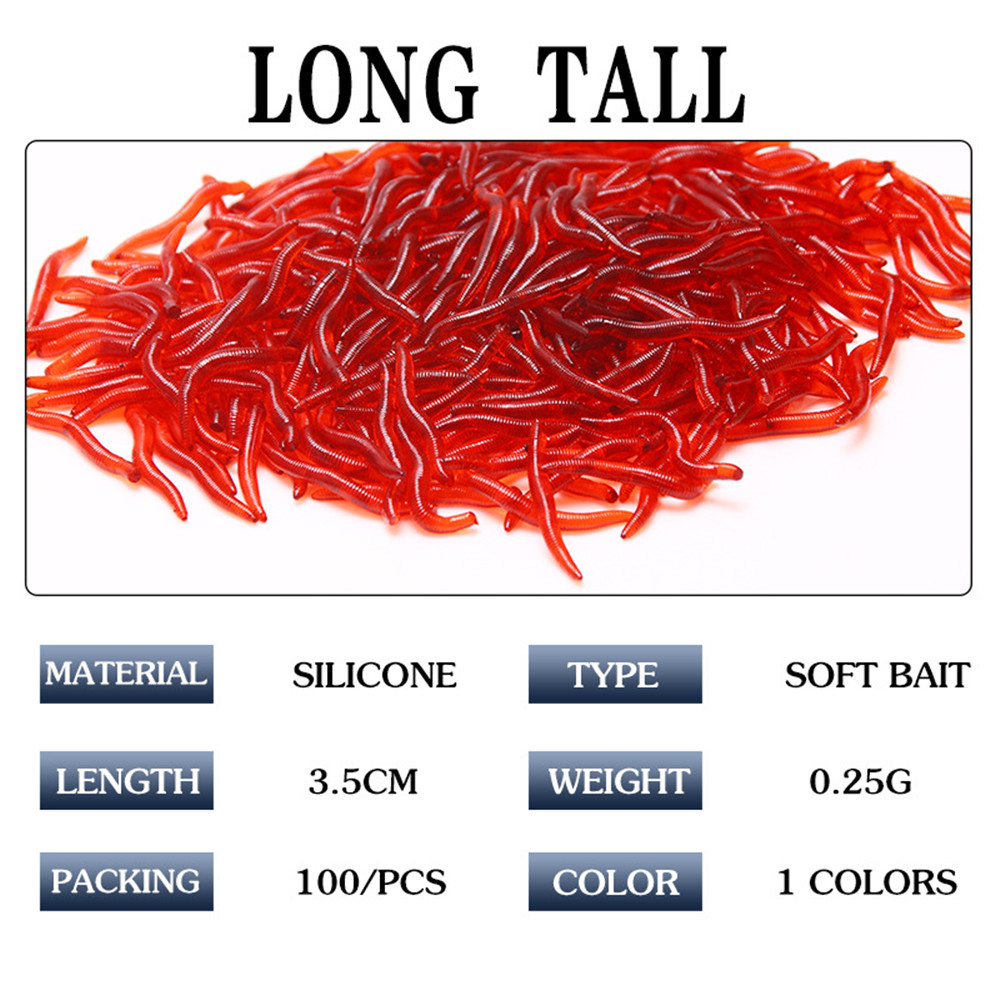 3.5CM False Red Insect Lure Bait Sea Fishing Carp 100PCS