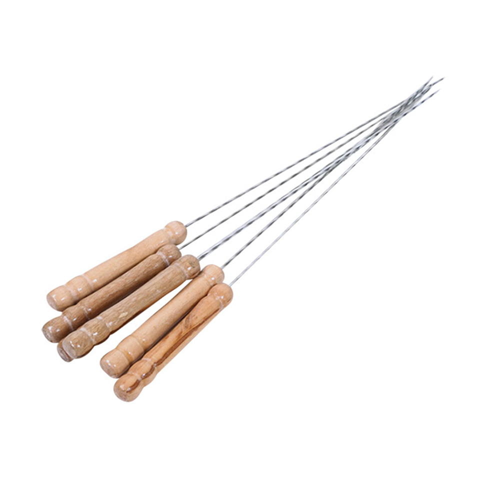 Stainless Steel Metal Bbq Barbecue Meat Skewer Grill Kebab Needles Stick 10PCS