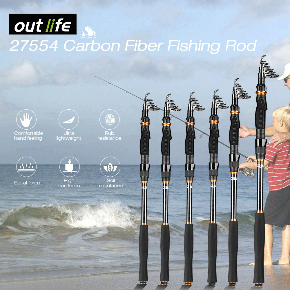 Outlife 27554 High Carbon Fiber Fishing Rod Fish Pole Equipment