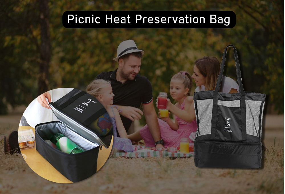 Picnic Shoulder Heat Preservation Bag Mesh Transparent Pouch