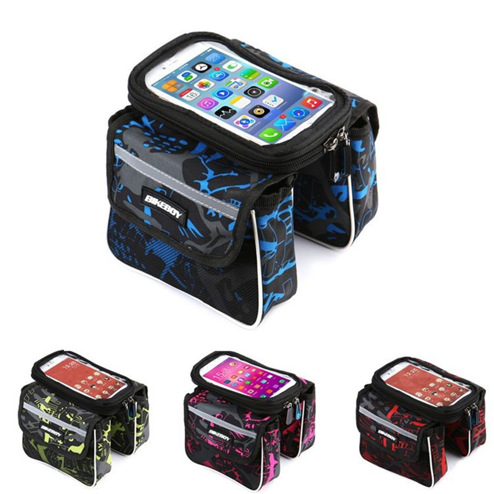 Bicycle Front Beam Bilateral Illustrated on Touch Screen Mobile Phone Bag