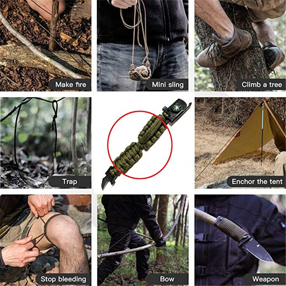 Adjustable Paracord Survival Bracelet Gear 500LB Outdoor Hiking Travelling