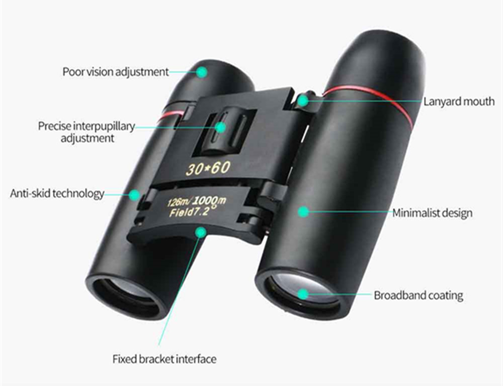 30X60 Magnification Outdoor Travel Folding HD Binoculars