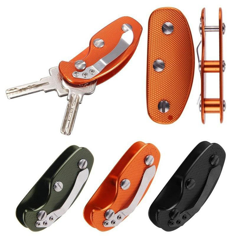 Folding Keychain Clip Aluminum Holder Mens EDC Organizer Multi Tool