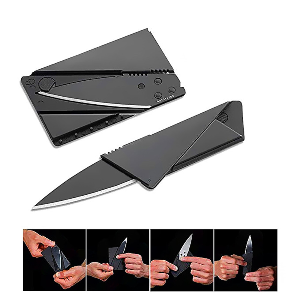 Authentic Credit Card Sized Folding Knife with Black Blade