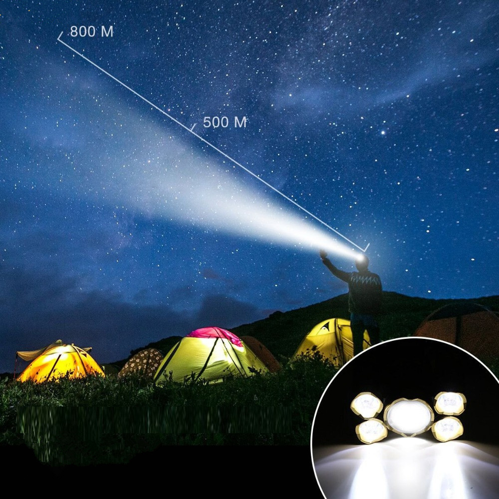 5 LED Head Lamp Camp Hike Emergency Light Fishing Outdoor Equipment