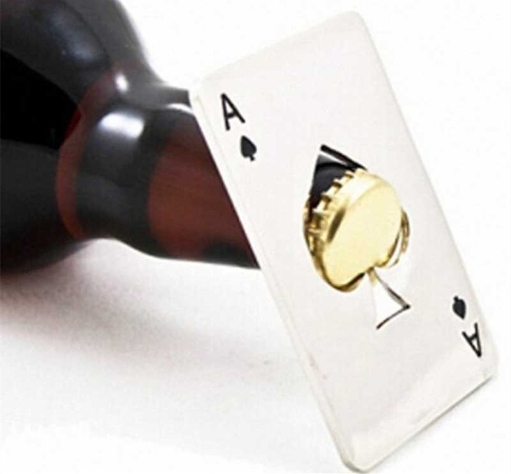 Poker Shaped Can Stainless Steel Credit Card Size Casino Bottle Opener