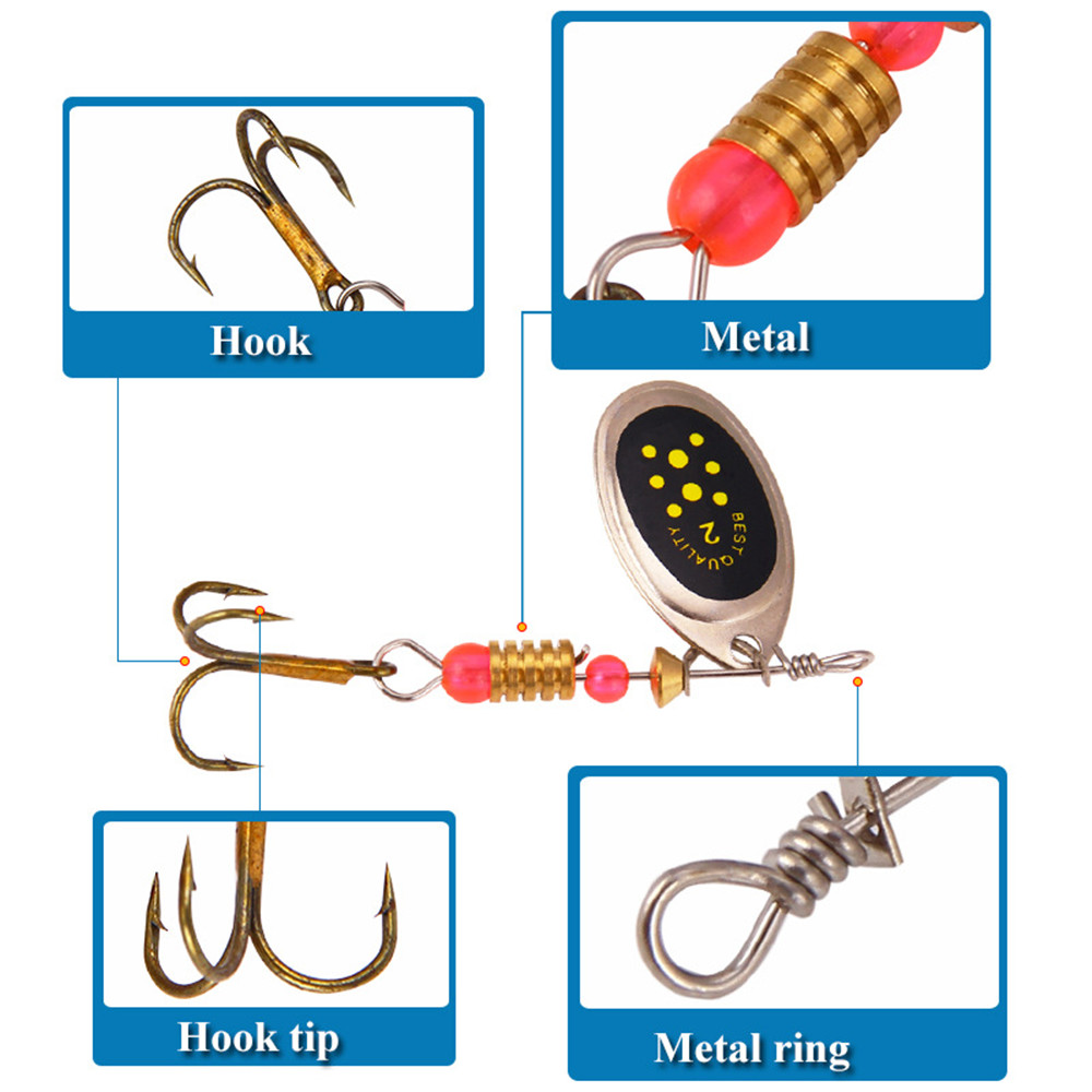 Rotating 5.5CM 3.1G Fishing Lure Metal Sequins Bait Hook