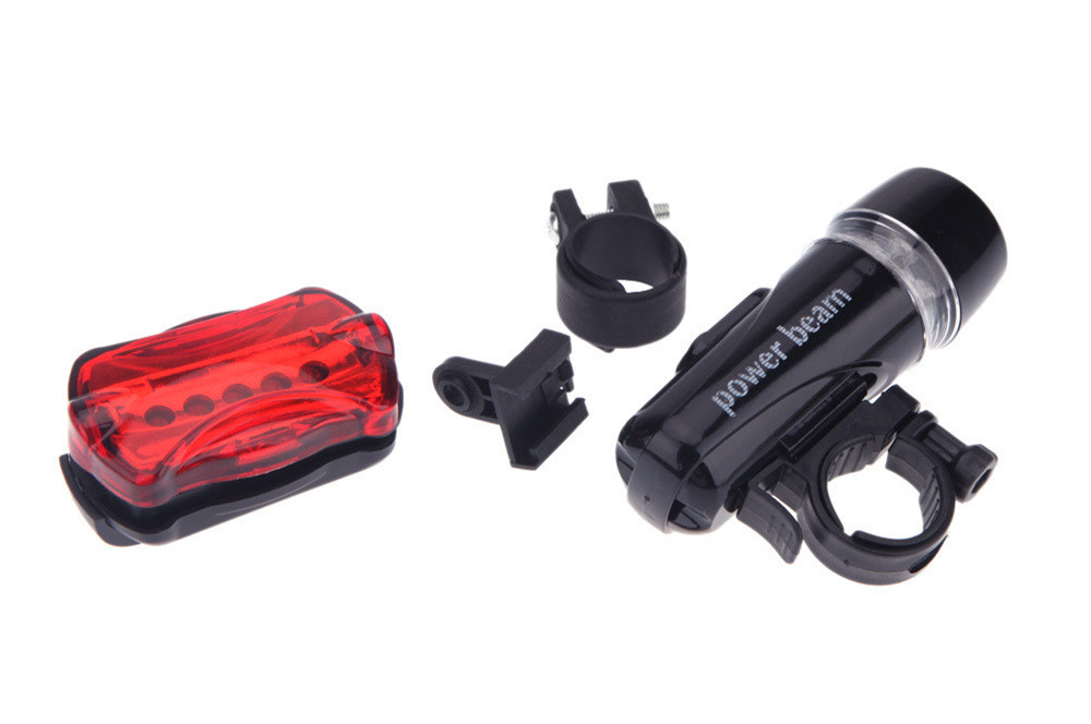 Waterproof 5 LED Lamp Bike Front Head Light Rear Safety Flashlight Set