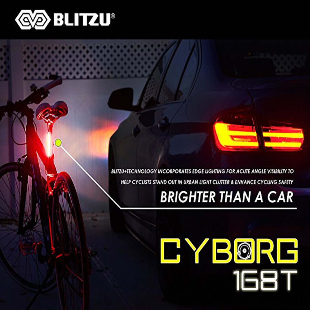 Ultra Bright Cyborg 168T USB Rechargeable Bicycle Tail Light Red High Intensit
