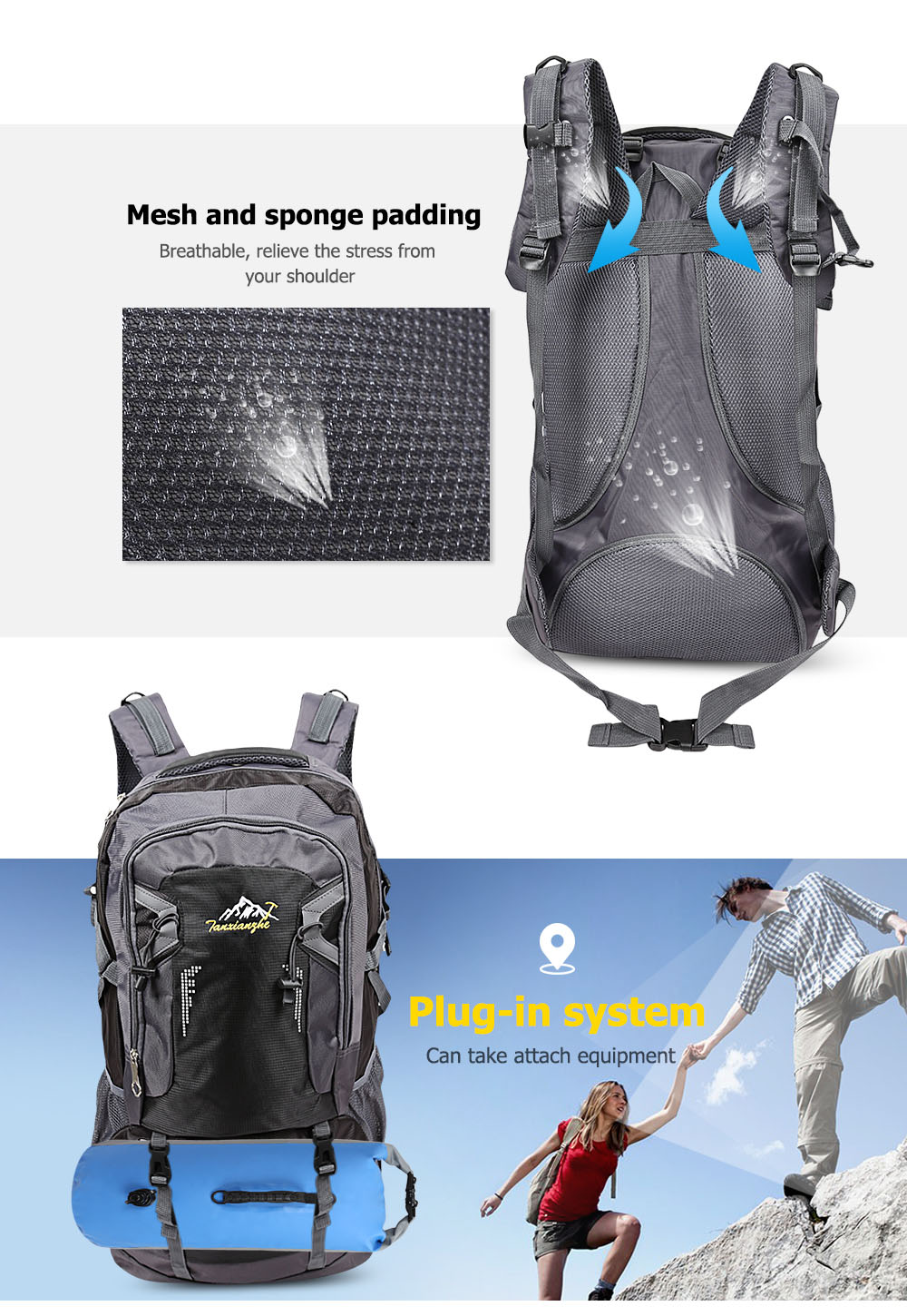 HUWAIJIANFENG 60L Lightweight Outdoor Activities Bag Travel Hiking Backpack