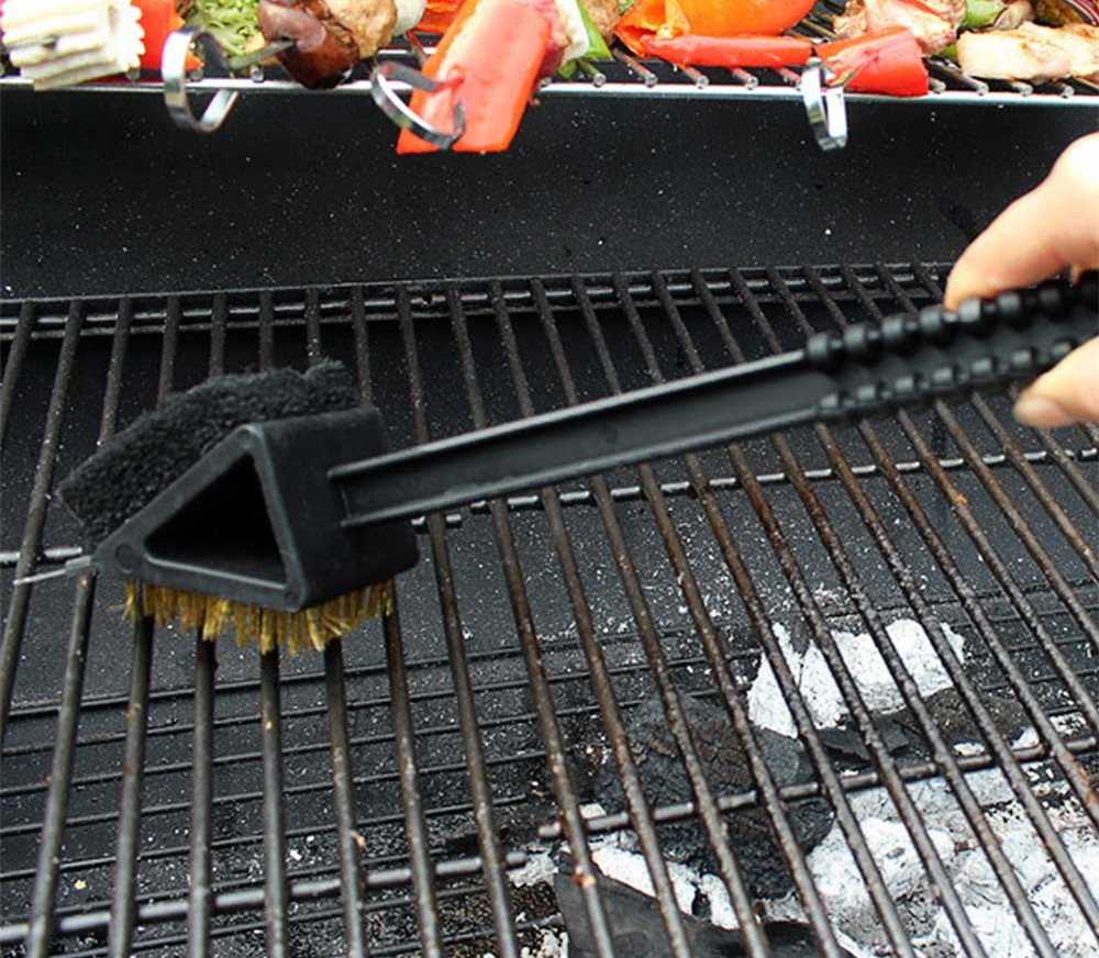 3 in 1 Long Handle Stainless Steel Barbecue Oven Cleaning Brush