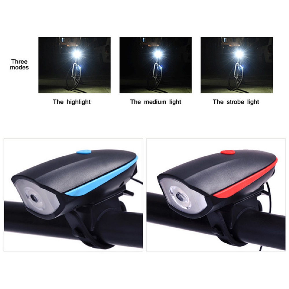 2 in 1 USB Cycling Mountain Bike LED Bicycle Front Light with Electric Horn Bell