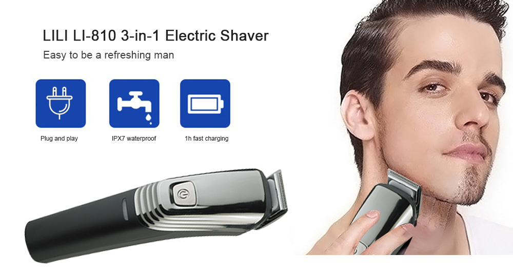 LILI LI - 810 3-in-1 Multi-function Rechargeable Electric Shaver Portable Beard Shaving Razor