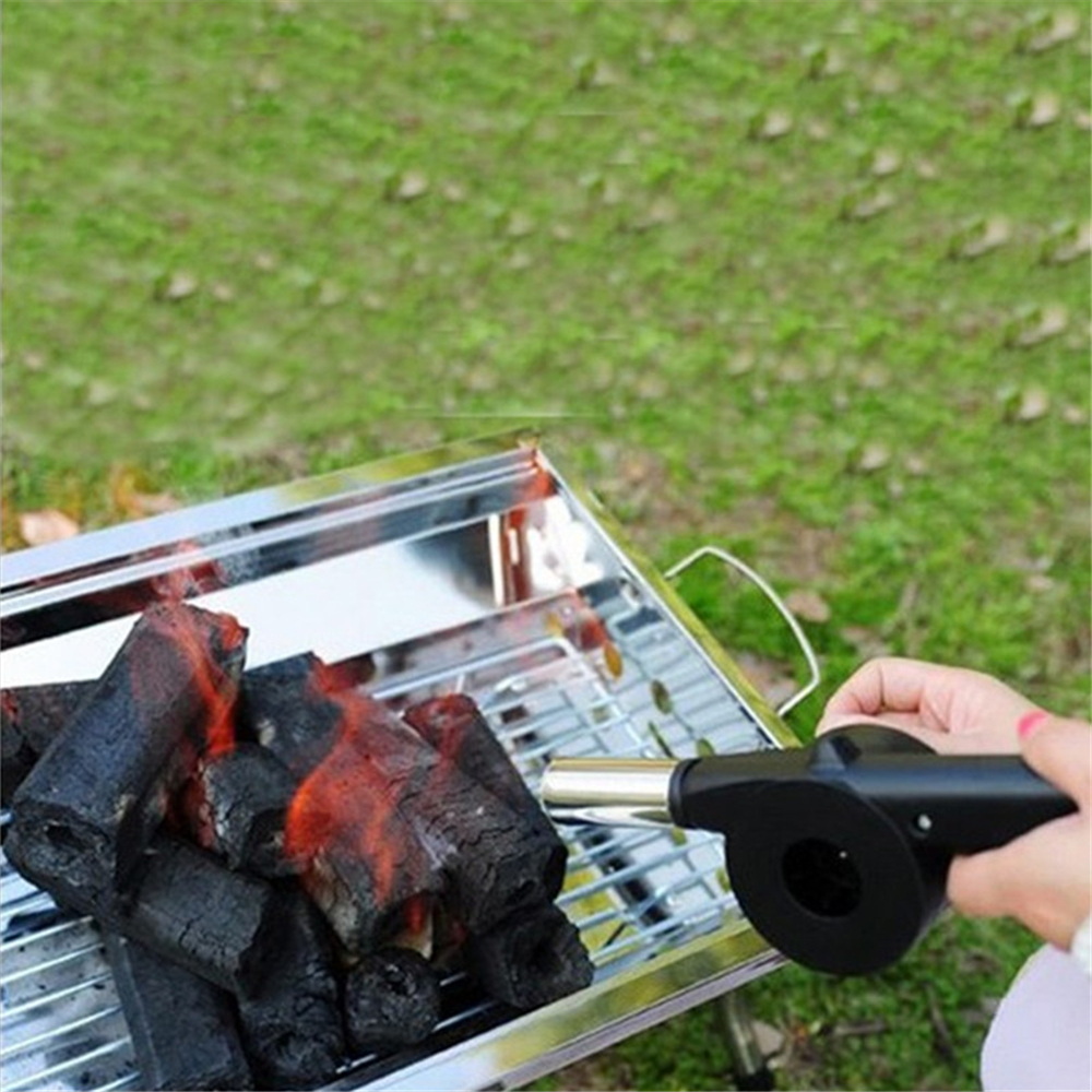 Outdoor Picnic Camping Hand Crank Powered Barbecue BBQ Grill Fan Air Blower