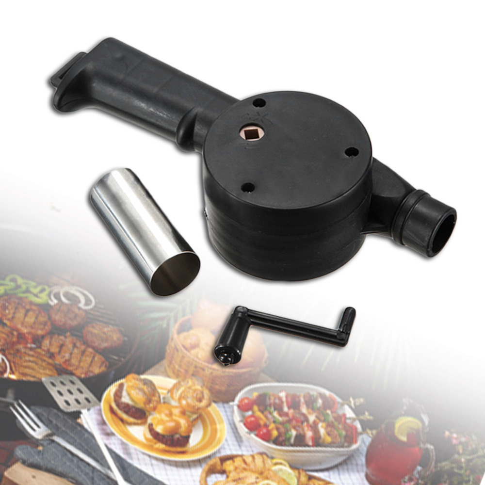 Outdoor Picnic Camping Hand Crank Powered Barbecue BBQ Grill Fan Air Blower