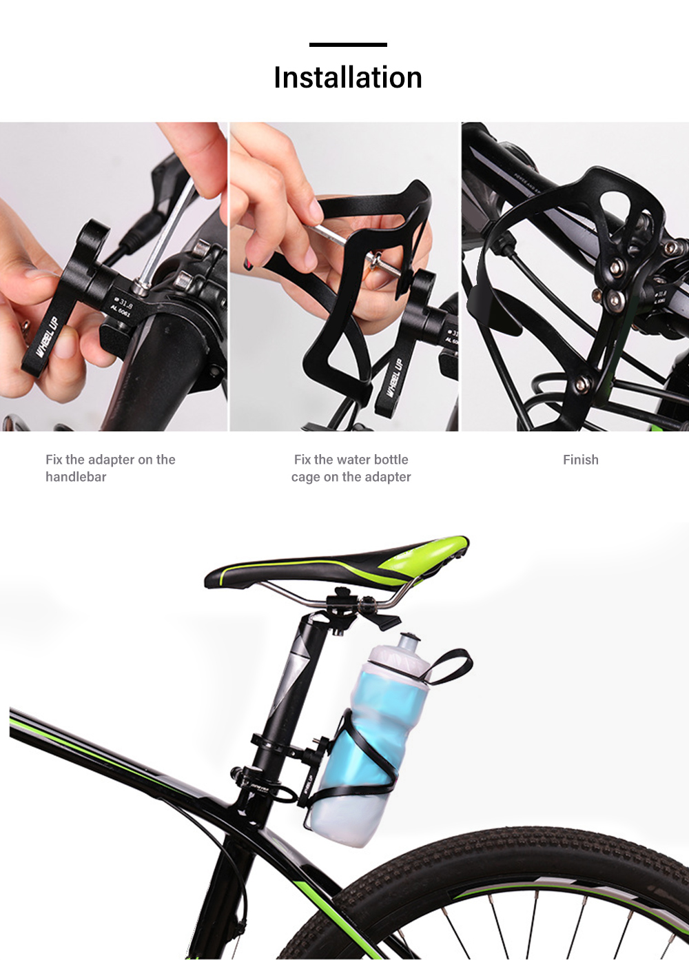 WHEELUP AL 6061 Bicycle Bike Water Bottle Cage Adapter Clamp Kettle Holder