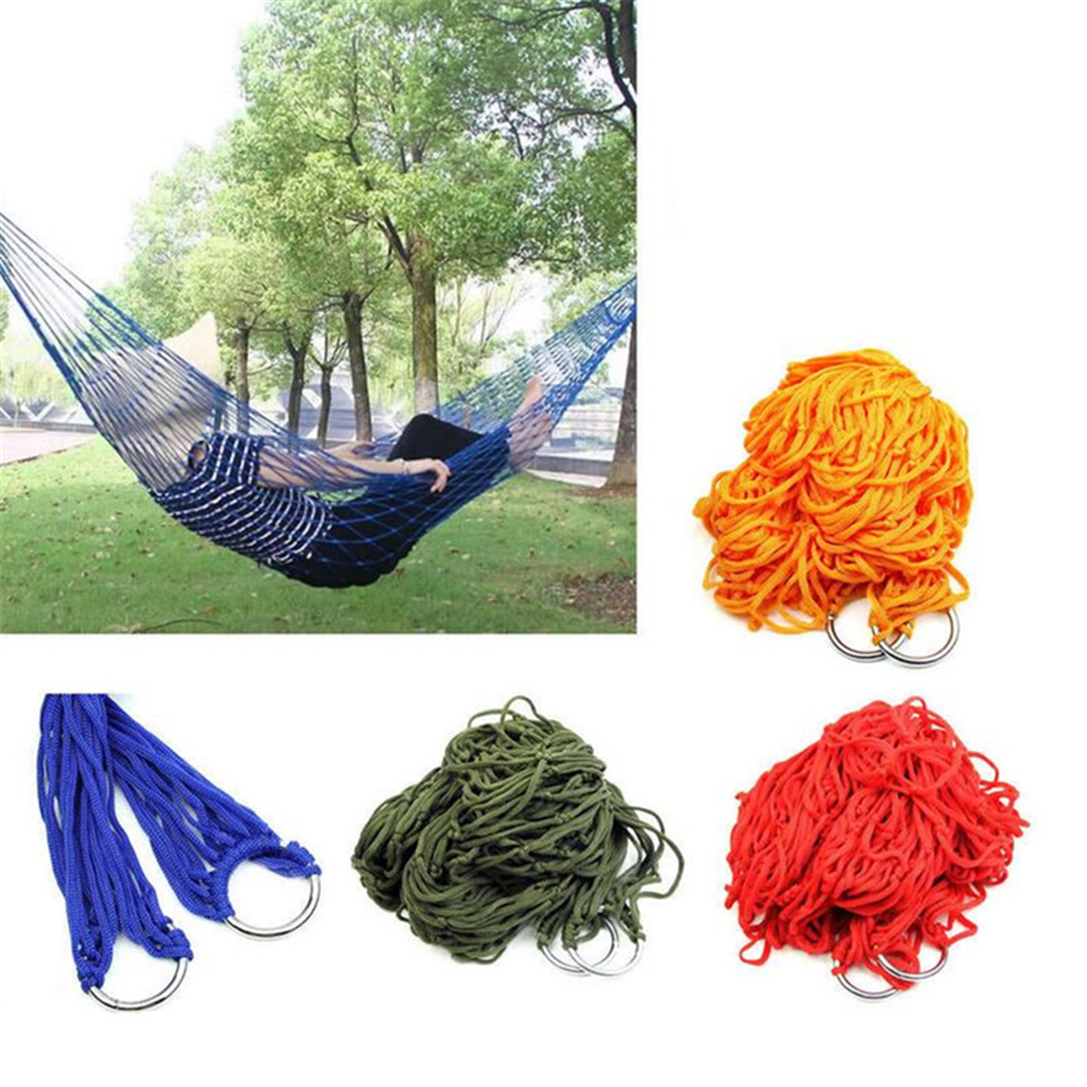 Portable Mesh Swing Hammock with Durable Nylon Material for Outdoor Camping