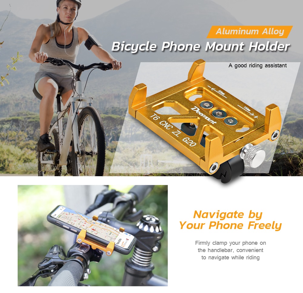 Deemount Aluminum Alloy Motorcycle / Bicycle Phone Mount Holder