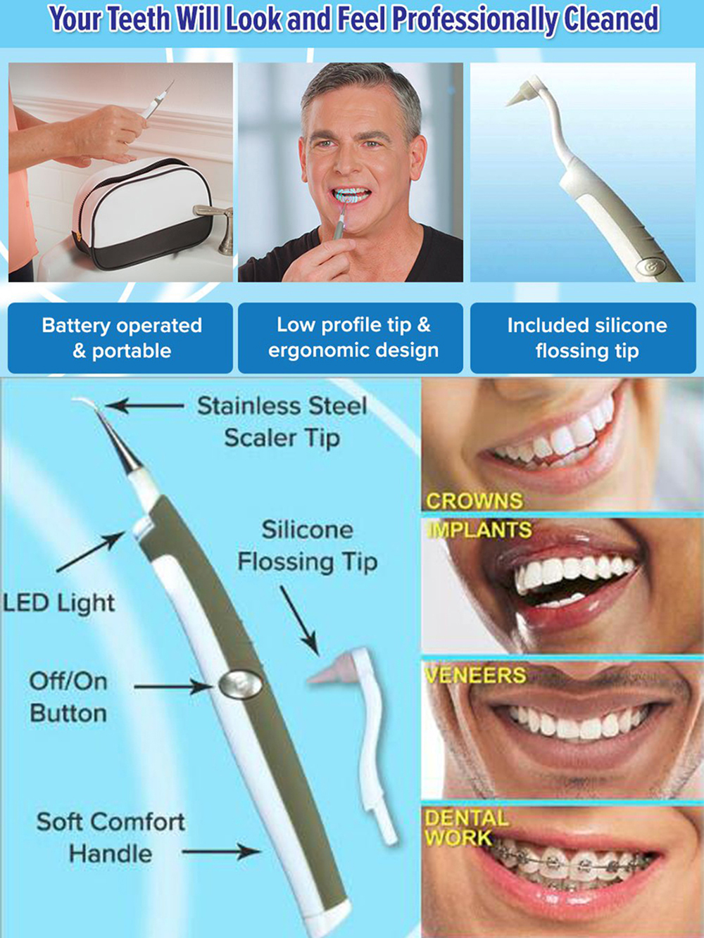 Sonic LED Tooth Stain Eraser Plaque Remover