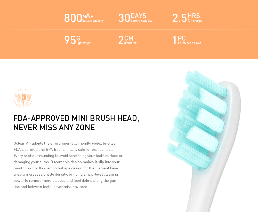 Oclean Air Rechargeable Sonic Electrical Toothbrush Intelligent APP Control with Pressure Sensitive Button from Xiaomi youpin