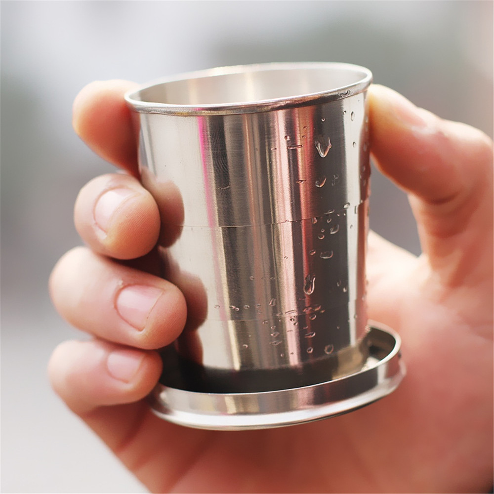 Stainless Steel Portable Outdoor Camping Collapsible Cup Telescopic Keychain