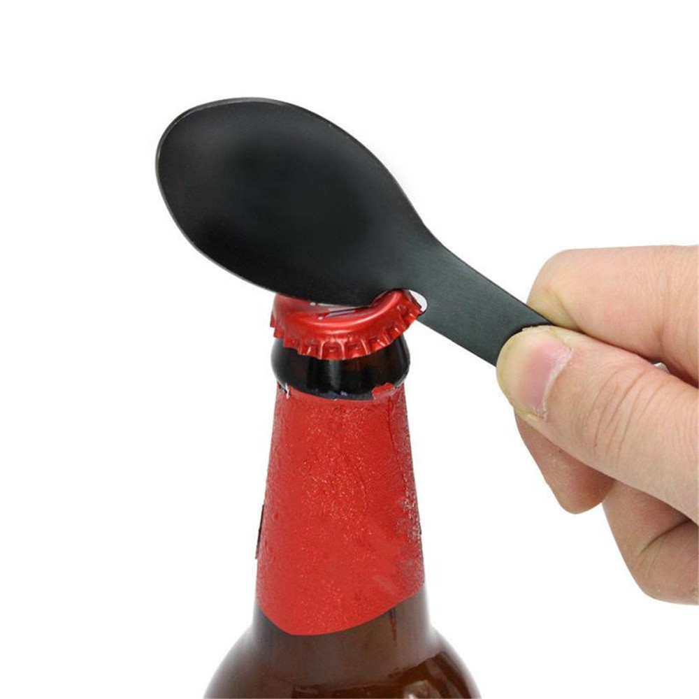 Multifunctional camping equipment Cookware Spoon Fork Bottle Open Portable Tool