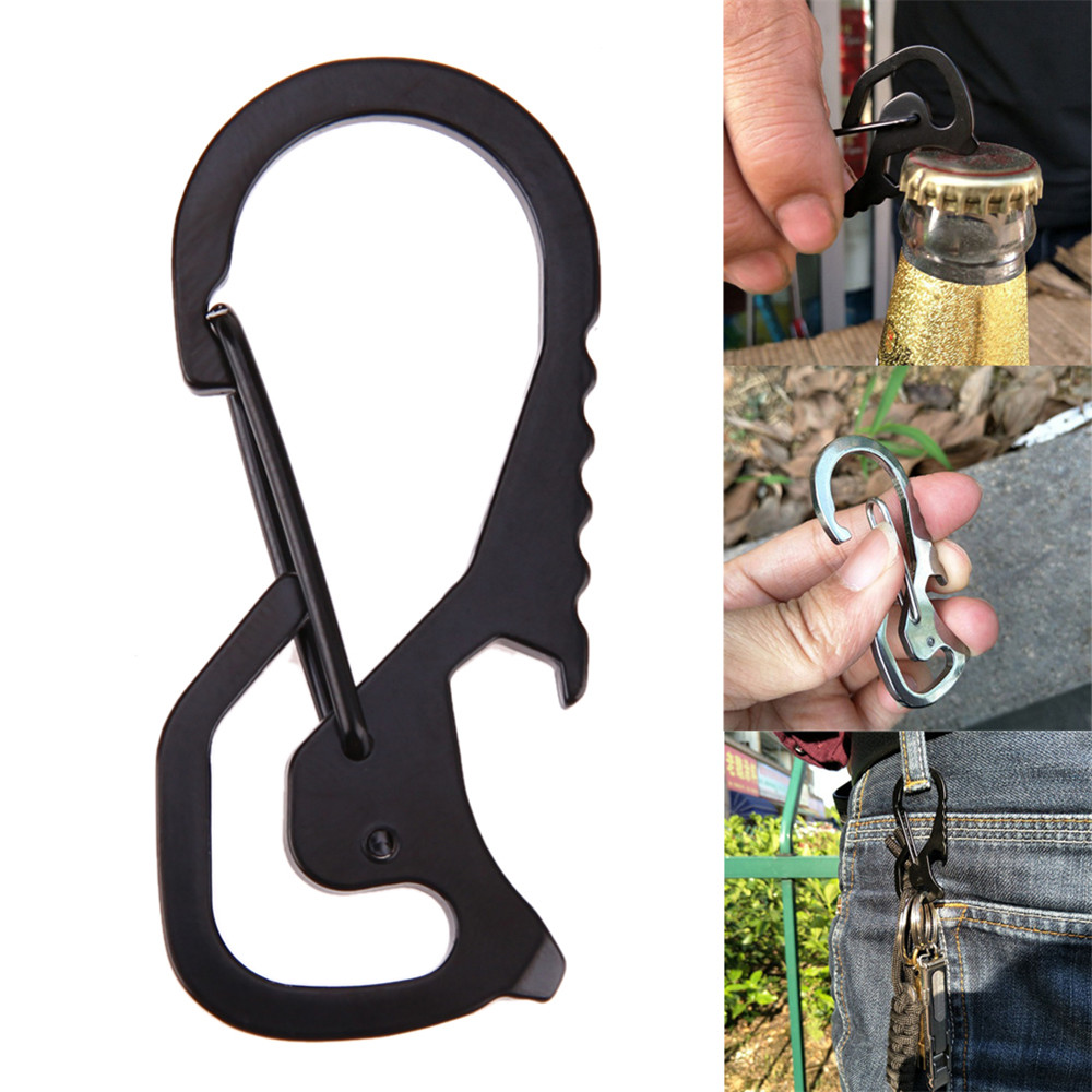 Outdoor Tools Carabiner Cap Lifter Hex Driver Bottle Opener Keychain Ring