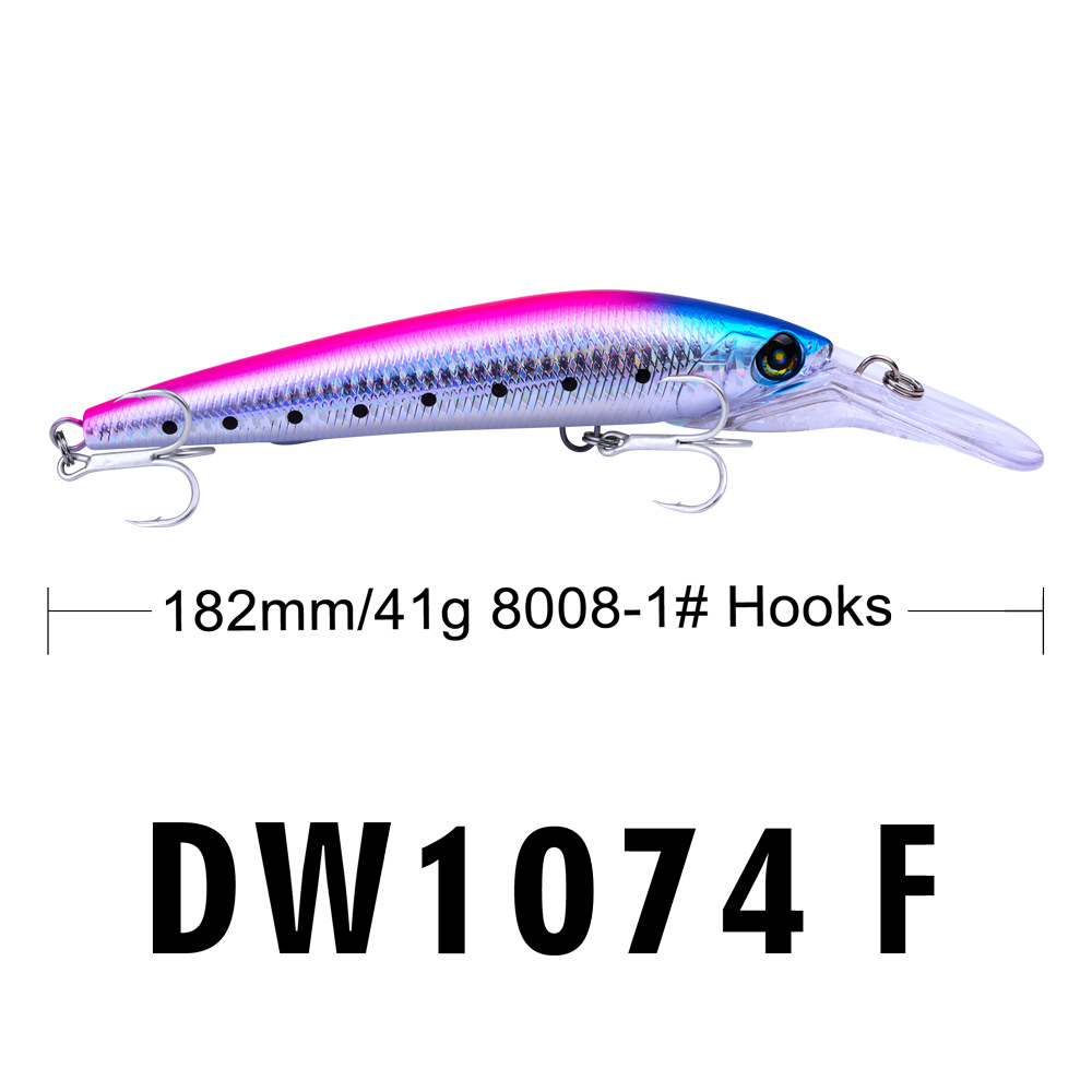 6PCS Bass and Trout Crankbait Minnow Slow Sinking Baits with BBK Hooks Saltwater