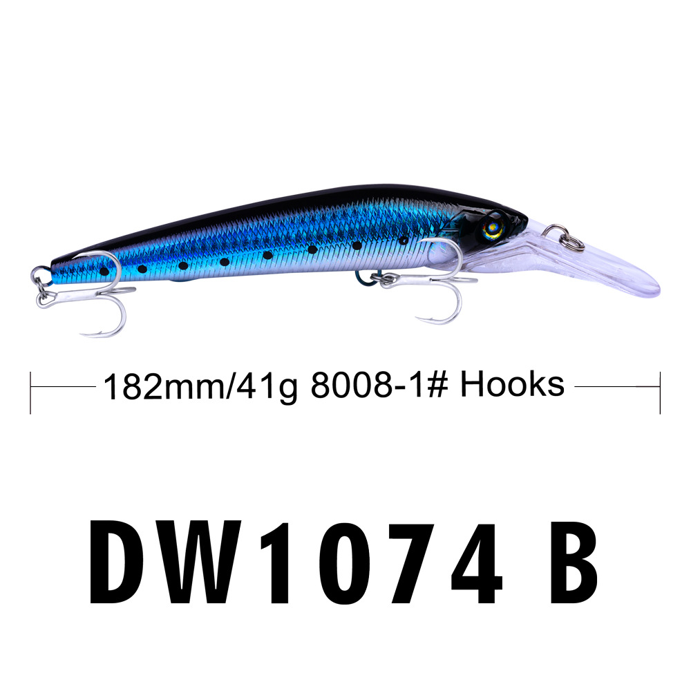 6PCS Bass and Trout Crankbait Minnow Slow Sinking Baits with BBK Hooks Saltwater