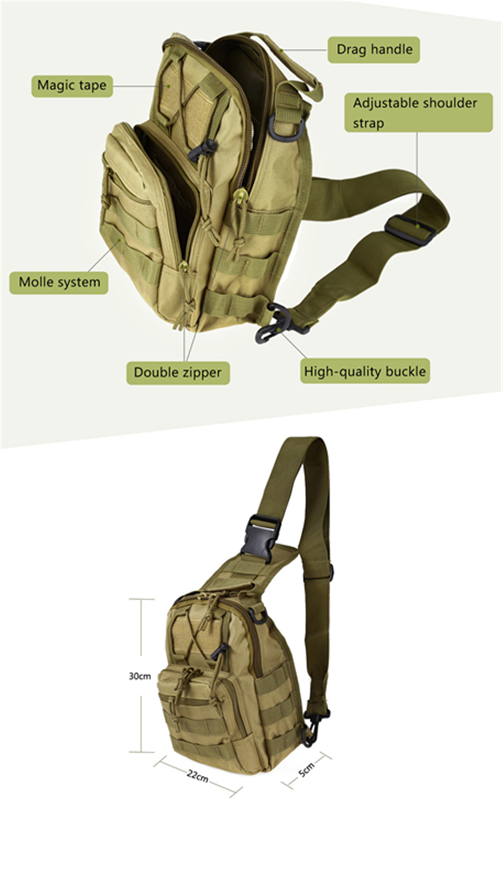 Outdoor Leisure Travel Chest Pouch HighQuality Nylon Bag